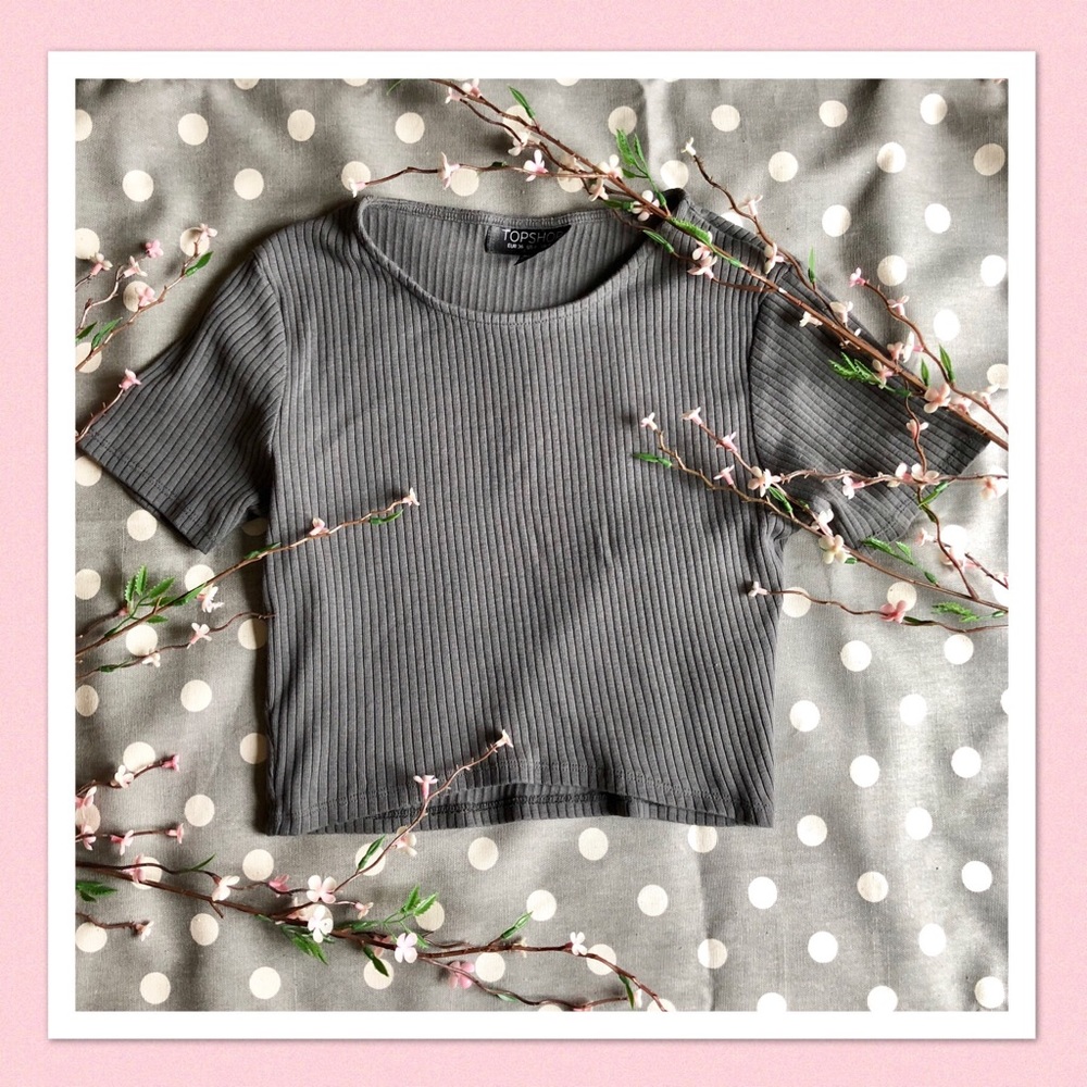 Topshop Ribbed Gray Crop Top